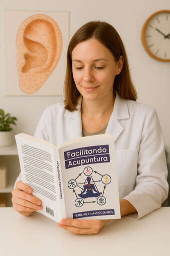 auriculoterapeuta lendo livro