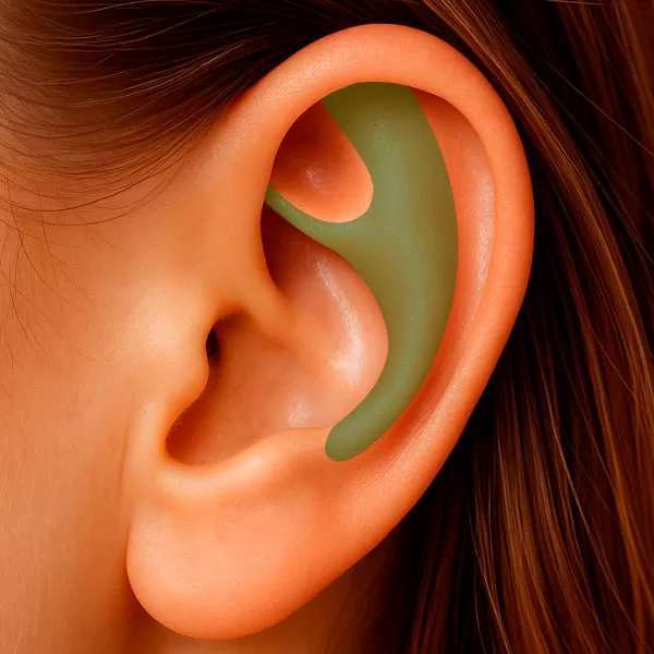 Região da Anti-Hélix da orelha – região anatômica utilizada na auriculoterapia.