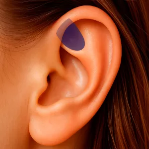 Região da Fossa Triangular da orelha – região anatômica utilizada na auriculoterapia.