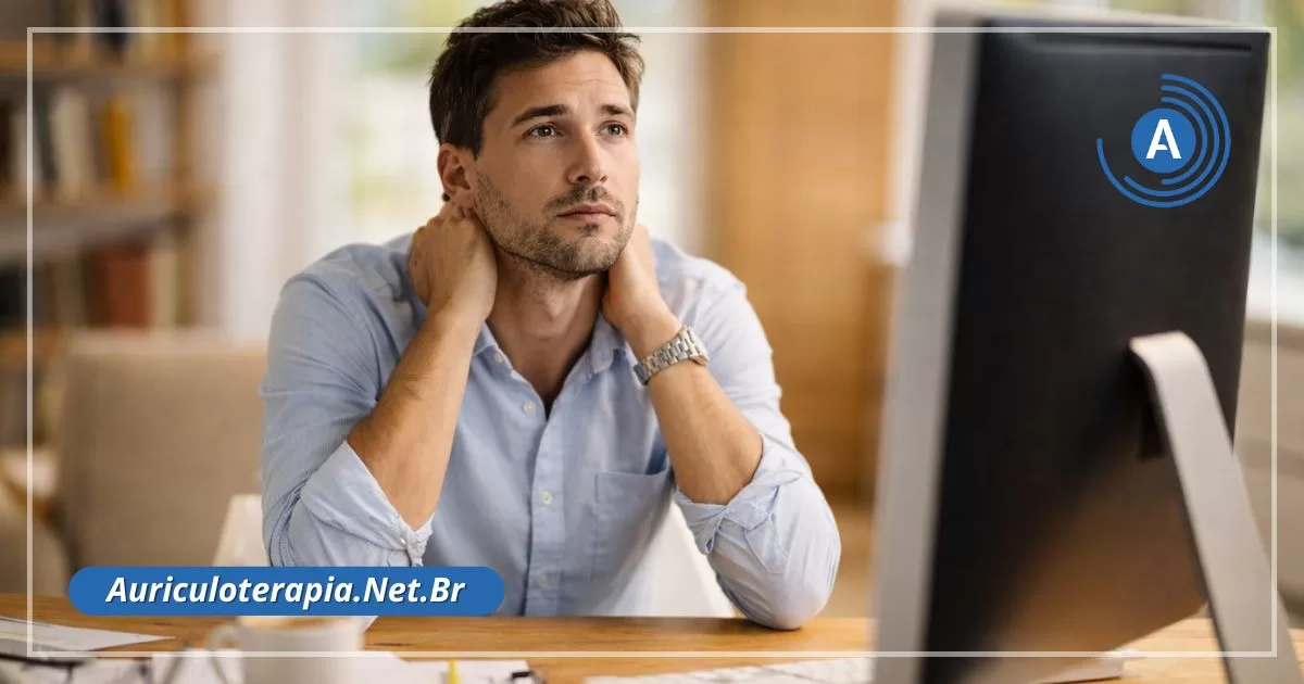 Homem demonstrando ansiedade silenciosa em ambiente de trabalho