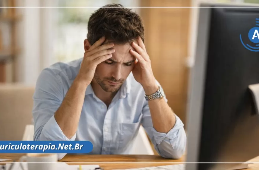 Homem demonstrando ansiedade silenciosa em ambiente de trabalho.