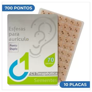 Sementes auriculares adesivas C1 Terapêutica 700 pontos para auriculoterapia em 10 placas