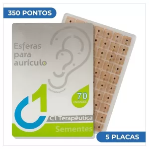 Sementes auriculares C1 Terapêutica com 350 pontos em 5 placas, adesivos para auriculoterapia e estimulação de pontos auriculares