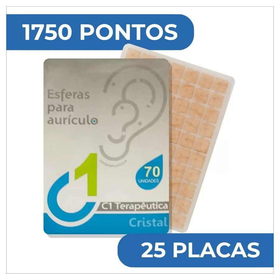 Pontos auriculares cristal C1 Terapêutica com 700 pontos em 25 placas, adesivos para auriculoterapia e estimulação de pontos auriculares