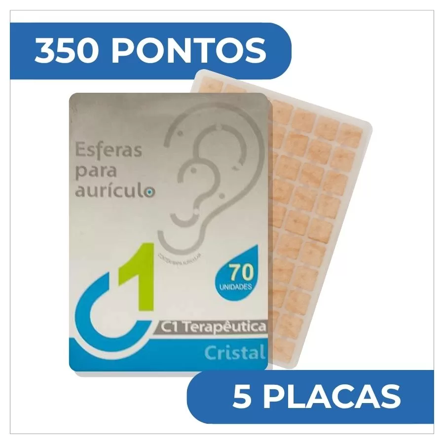 Pontos auriculares cristal C1 Terapêutica com 350 pontos em 5 placas, adesivos para auriculoterapia e estimulação de pontos auriculares